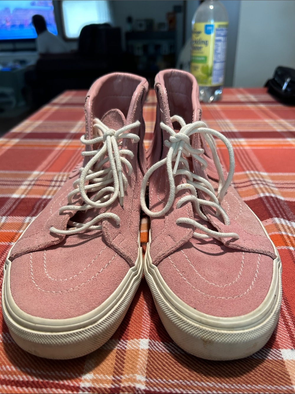 Vans Pink Suede High-Top Lace-Up Sneaker/Moccasins with White Laces